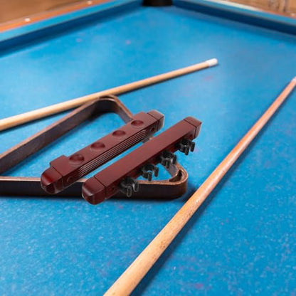 Cabilock Wood Wall-Mounted Pool Stick Rack 4-Hole Solid Wood Billiard Cue Stand Holder Set of 2 Burgundy for Game Room Storage and Display