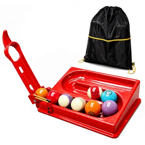 Pool Ball Rack Training Aid Kit, Billiard Pool Accessories with Precision Training Rack, Portable Backpack with Spare Parts, Pool Table Practice Tool, Gift for Pool Players - color: Red