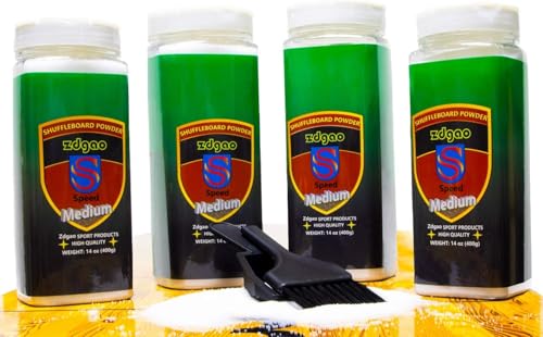 Shuffleboard Sand - Shuffleboard Wax with Mini Dustpan and Mini Brush, 2 Cans(2×14 oz) - style: 4 Cans Medium Speed