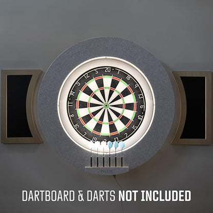 Dart Board Cabinet Set with LED Light; Bristle Dartboard, Built in LED Light, Darts and Chalkboards - color: White (Cabinet Only)