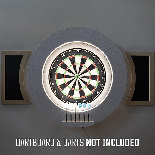 Dart Board Cabinet Set with LED Light; Bristle Dartboard, Built in LED Light, Darts and Chalkboards - color: White (Cabinet Only)
