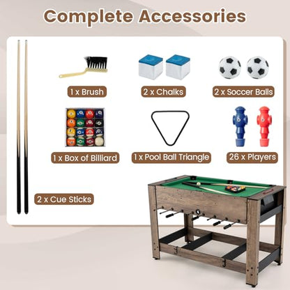 Goplus 2-in-1 Swivel Multi Game Table, 48” Combo Game Table with Foosball & Pool for Adults, Indoor Outdoor Combination Arcade Table for Home Game Room Party - style: 48" x 24" x 32", w/Sticks Holder