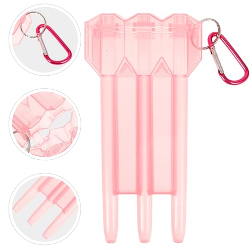 Outanaya Portable Hard Shell Darts Organizer Case with Locking Latch and Carabiner, Pink Plastic Carrying Box for Soft Tip Darts Storage and Travel