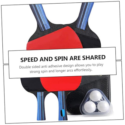 Double-Sided Rubber Table Tennis Paddles Set with Solid Blade and Ergonomic Handles Includes Short Handle Rackets Balls and Storage Bag for Beginner Indoor Outdoor Play