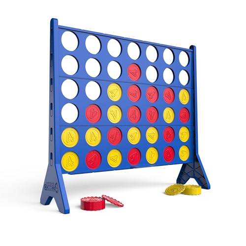 EastPoint Oversized Connect 4 Game - Oversized Edition, Blue, 42-Count Discs - Giant Connect 4 for Lawn & Yard Play - Board Games for Kids & Adults - Quick Slide-Release Reset for Travel & Parties