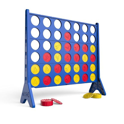 EastPoint Oversized Connect 4 Game - Oversized Edition, Blue, 42-Count Discs - Giant Connect 4 for Lawn & Yard Play - Board Games for Kids & Adults - Quick Slide-Release Reset for Travel & Parties