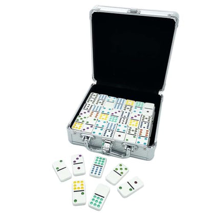 Front Porch Classics, Mexican Train Domino Set On-The-Go Aluminum Carrying Case, 2 to 8 Players Ages 8 to 99