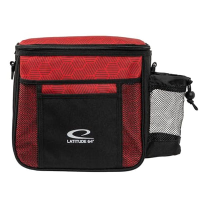 Latitude 64 Slim HEX Shoulder Bag | Lightweight Disc Golf Bag with Putter Pocket | Durable HEX Pattern Nylon Material | Compact Storage for Casual Rounds & Practice | Holds Up to 8 Discs - color: Red
