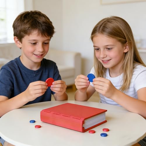 Magnetic 3D Printed Board Game Set, Portable Book Design Classic Board Games - Connect Four 4 in a Row, Chess, Hangman, Sea Battle, Backgammon, Mancala for Adults Family Travel Party