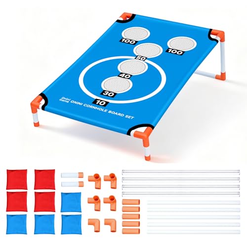 Onini Upgrade Portable Cornhole Board Set of 2 with 8 Bean Bags and Carrying Case Corn Hole Games Set for for Kids and Adults, Travel Camping Accessory(3x2 Ft)