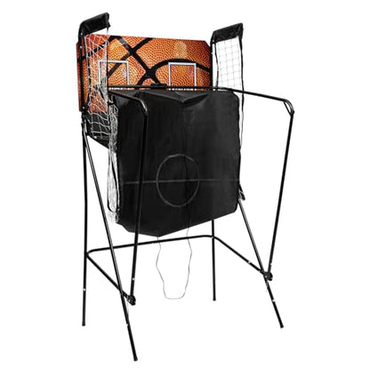 LOYALHEARTDY Dual Shot Arcade Basketball Game, Indoor/Outdoor, Electronic, Foldable, LED Scoreboard, 8 Game Modes, 5 Balls, Orange/Black Finish