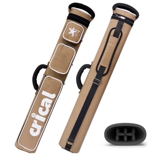CRICAL Pool Cue Case 2x4 Hard Pool Stick Case Holds 2 Butts and 4 Shafts for Adults Billiard Cue Case with Soft Shoulder Straps - color: Yellow