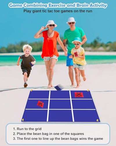 Outdoor Giant Tic Tac Toe Yard Games Double-Sided with Bean Bag Toss Mat, 26" Dart Board with Sticky Balls, Soft Plastic Cones Ring Toss Game for Kids Adults Family Indoor Outside Carnival Lawn Games - size: TG-8