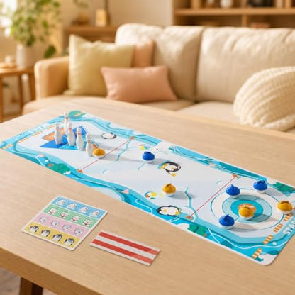 Board Game, Shuffleboard Mat 80x30cm, Portable 2-in-1 Desktop Game for Kids & Adults with 8 Rolling Discs - style: 5-in-1 High-End Version