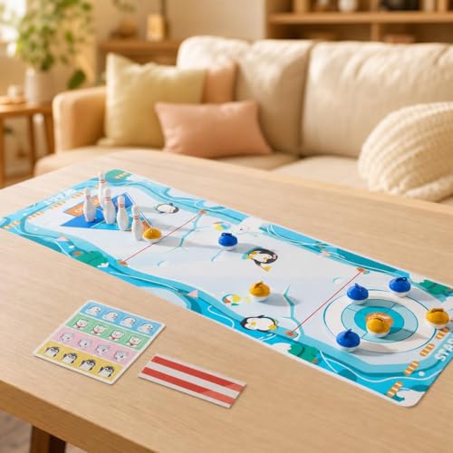 Board Game, Shuffleboard 80cmx30cm, 2 in 1 Tabletop Fun Family Game, Portable Indoor Game & Adults