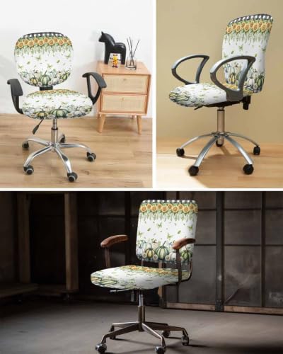 Savannan Office Chair Cover, Sunflower Pumpkin Green Butterfly Protective Stretch Elastic Universal Cover for Desk Task Chair,Computer Rotating Chair 1 Pcs Black White Plaid Lattice