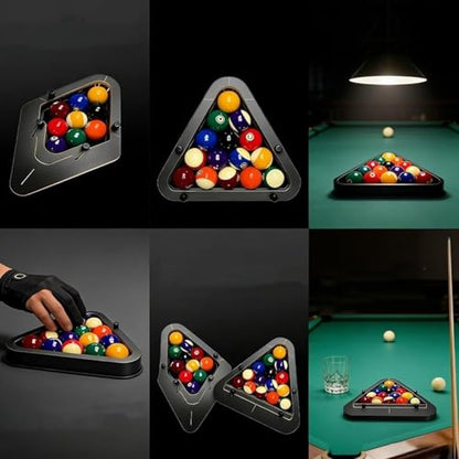 Billiard Rack System, Solid Wood Triangle & Diamond Pool Rack for 8-Ball & 9-Ball, Heavy Duty Tournament-Grade Accessory for Perfect Breaks
