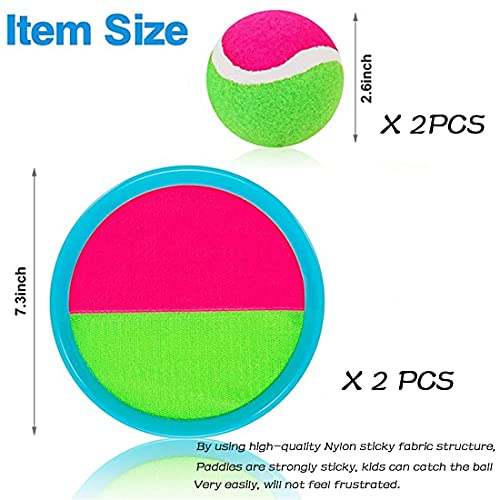 Ball Catch Set Games Toss Paddle,Kids Outdoor Toys, Toss and Catch Game Set, Beach Toys Back Yard Backyard with 2 Paddles 2Balls Yard Games Suitable for Kids Birthday Gift Ideal