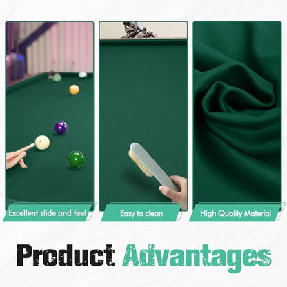 Pool Table Felt Cloth Billiard Cloth with 6 Pcs Cloth Strips and Staple Remover Pool Table Felt Replacement Kit Parts - color: Dark Green, size: 8ft