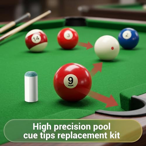 Bremorou 52pcs Slip On Pool Cue Tips Replacement Kit 4 Size Pool Stick Tips | Billiard Stick Tips No Glue for Snooker Pool Cues Chinese Black Eight American Nine Ball (9mm/ 10mm/ 12mm/ 13mm, 13pcs Each)