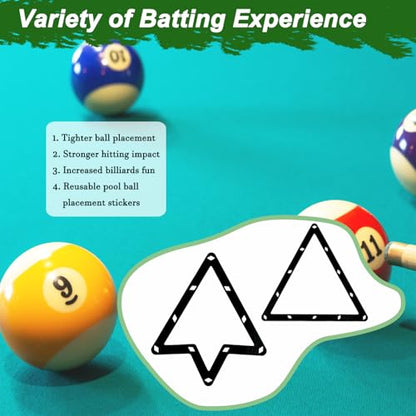 56Pcs Pool Ball Rack with Pool Table Brush Kit, Billiards Triangle for 2-1/4" Ball, 8/9 Ball Triangle Diamond Magic Rack with Pool Chalk Pool Table Accessories - color: Wine Red