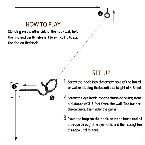 WHQXFDZ 2 Set Hook and Ring Toss Game Hardware Set,Include Nylon String,Mounting Screws,Ring and Iron Hook for DIY Indoor or Outdoor Family Fun(2set)