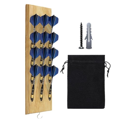 Dart Wall Holder,Wooden Dart Display Holder - Wall Mounted with Storage Bag and Screw, To Display 12 Tip Darts