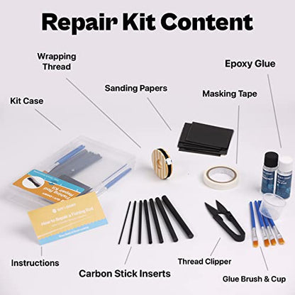 Fishing Rod Repair Kit Complete,Full Supplies with Glue for Freshwater & Saltwater Broken Fishing Pole Repair with Carbon Fiber Sticks,Rod Building Epoxy Finish - color: Inserts-Kit