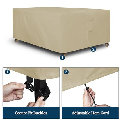 Easy-Going Rectangle Patio Furniture Cover Waterproof Outdoor Dining Table and Chair Cover Anti-UV Outside Sectional Sofa Set Covers (126"L x 63"W x 28"H, Camel) - color: Camel, size: 126"L x 63"W x 28"H