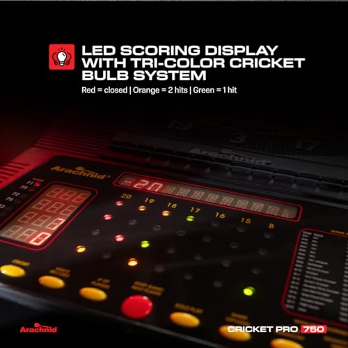 Arachnid Cricket Pro Tournament-Quality Electronic Dartboard up to 40 Games and 315 Variations (Including Popular Cricket Modes) - style: Pro 750
