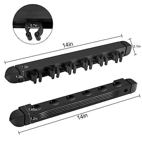 Moyan Super Pool Cue and Billiard Wall Rack - Wall Mounted Cue Holder (Black / 6 Cues) - color: Black, size: 6 Cues Holder