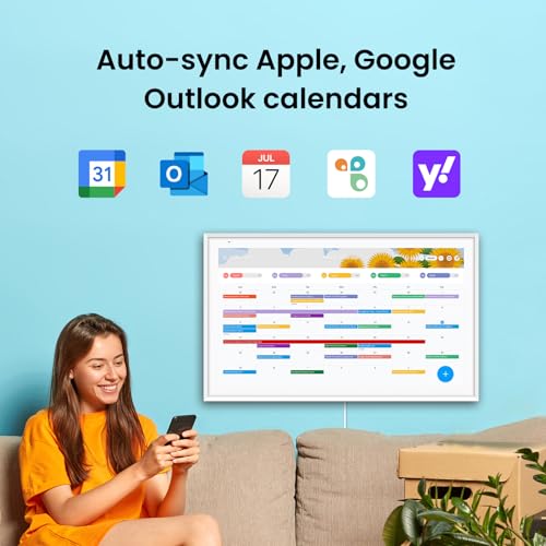 Apolosign 27-inch Digital Calendar & Smart Family Wall Planner, No Subscription, Calendar & Dashboard Dual-Mode System, Shared Touchscreen Display with Calendar Sync, Chore Charts & Family Scheduling Hub, Wall Mount Included (White) - color: White