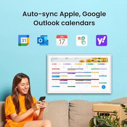 Apolosign 27-inch Digital Calendar & Smart Family Wall Planner, No Subscription, Calendar & Dashboard Dual-Mode System, Shared Touchscreen Display with Calendar Sync, Chore Charts & Family Scheduling Hub, Wall Mount Included (White) - color: White