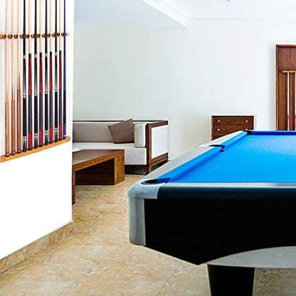 GSE Games & Sports Expert 2-Piece 6/8/12 Billiard Pool Cue Rack Wall Mounted Holders, Billiard Cue Sticks Wall Rack Set - style: 12 Cue - Oak