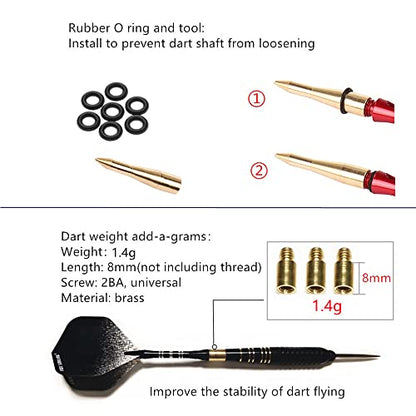 Dart Tool Kit, 145PCS, with Steel Rubber O Ring, Stone Sharpener Dart Repair Accessories Set Flight Protector and Weight Add A Grams,Small Packaging Easy Carrying