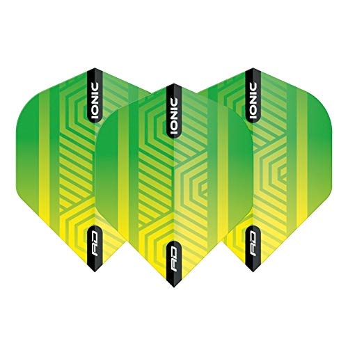 RED DRAGON Hardcore Ionic Dart Flights - 3 Sets Per Pack (9 Dart Flights in Total) - color: Green and Yellow