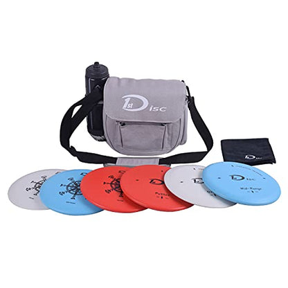 Disc Golf Set- Putter, Mid-Range, Driver, Mini Disc, Towel with Bag - color: Grey