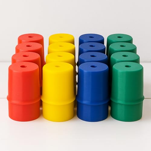 Trouble Board Game Replacement Parts - 16 Piece Set (Red, Green, Blue, Yellow) - Movers, Pawns & Pegs