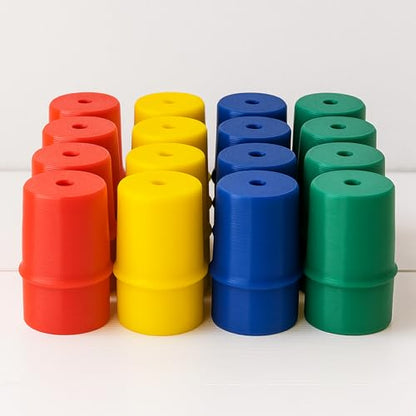 Trouble Board Game Replacement Parts - 16 Piece Set (Red, Green, Blue, Yellow) - Movers, Pawns & Pegs