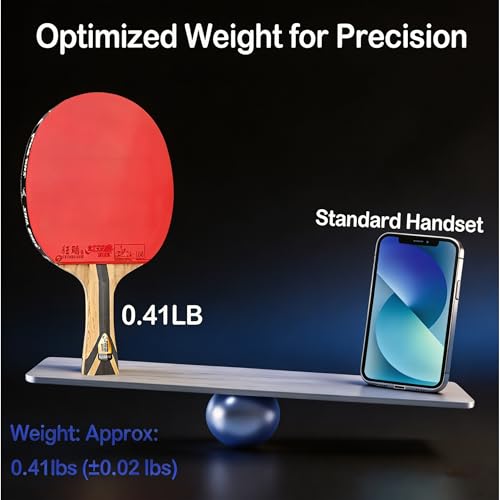 DHS Ping Pong Paddles Professional Level Table Tennis Rackets - ITTF Approved -Pro Ping Pong Paddle for Advanced Control & Speed - Table Tennis Racket for Offensive Players - color: Red