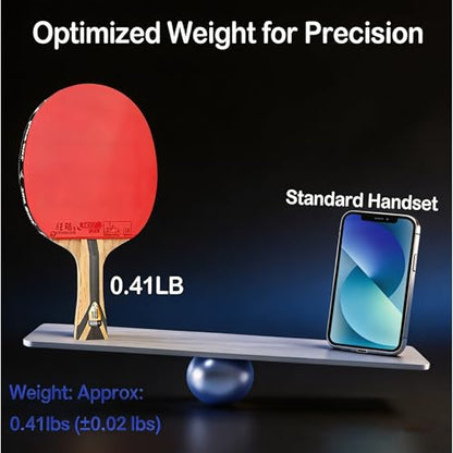 DHS Ping Pong Paddles Professional Level Table Tennis Rackets - ITTF Approved -Pro Ping Pong Paddle for Advanced Control & Speed - Table Tennis Racket for Offensive Players - color: Red