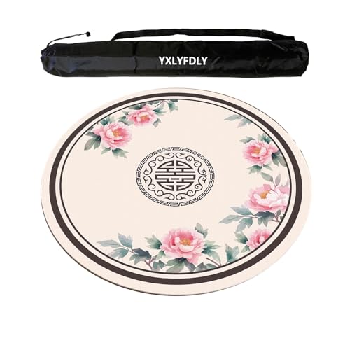 Round Mahjong Mat Silent and Noise Reduction Mahjong Tablecloth with Rubber Backing Large Play Mat for Poker, Card, Board, Tile Games(Creamy,60cm/23.62in) - color: Creamy, size: 60cm/23.62in