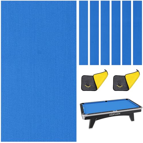 KONLLEN 9ft Pool Table Felt, 80/20 Wool Nylon Blend Billiard Table Cloth with Pre-Cut Strips, Professional Replacement Felt for Home & League Play - color: 003-Blue