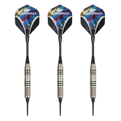 EastPoint Sports Narwhal Tournament Soft Tip Darts (5.5 in. - 18g) with Nickel Barrell for Electronic Dart Boards, Includes Deluxe Storage Case, 3 Pack