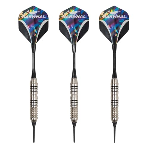 EastPoint Sports Narwhal Tournament Soft Tip Darts (5.5 in. - 18g) with Nickel Barrell for Electronic Dart Boards, Includes Deluxe Storage Case, 3 Pack