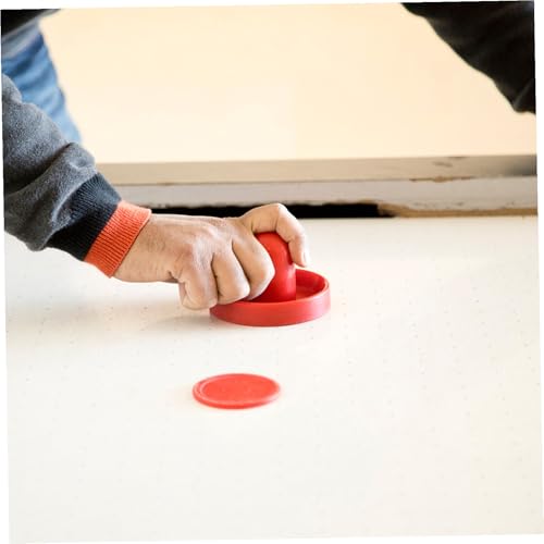 Generic Air Hockey Pucks and Pushers Plastic Replacement Accessories for Standard Table Hockey Game with Strikers in Blue Black Red and Light Green with Felt Pads and Large Red and Light