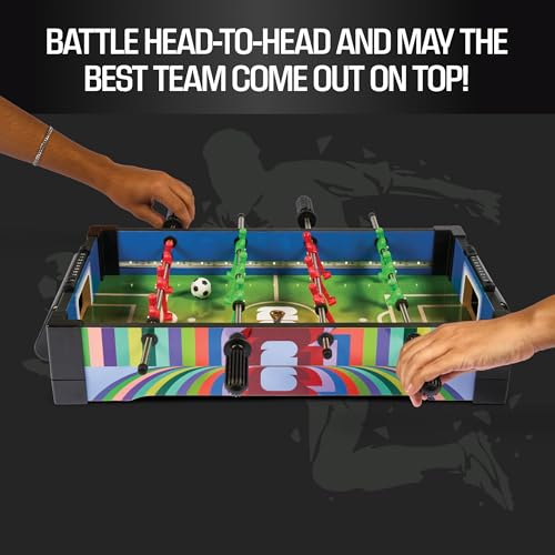 EastPoint Tabletop LED Foosball Table - Multi-Color, 2 Players - LED Light-Up Playfield & Soccer Toys - Fast-Paced Head-to-Head Play & Sports Games - Compact Space-Saving Design & Soccer Gift