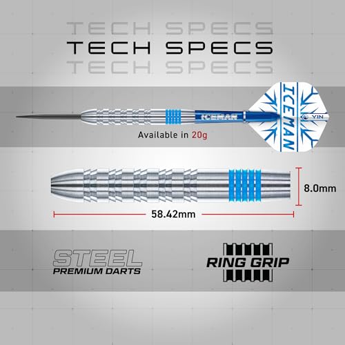 RED DRAGON Game On Professional Player Series Steel Tip Darts Set - Stainless Steel Darts with VRX Shafts & Flights - Available in Iceman, Coolhand & Snakebite Styles - style: Iceman