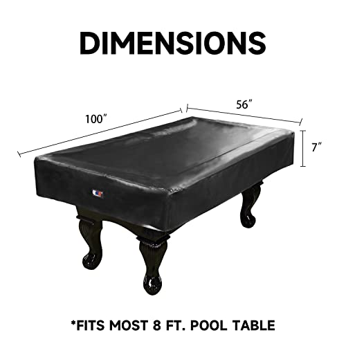 GSE Games & Sports Expert Billiard Table Covers, 7'/8'/9' Waterproof & Tearproof Heavy Duty Leatherette Pool Table Cover (Several Colors Available) - color: Black - 8ft