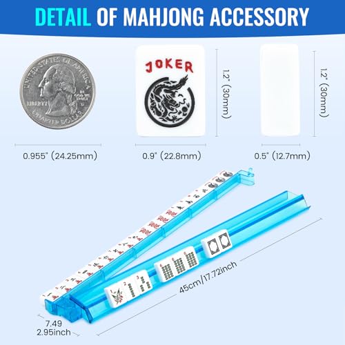 American Mahjong Set, 166 White Tiles with 4 Colors Acrylic Racks, Pushers, Flower Carrying Bag, Portable Travel Set - style: Flower Bag